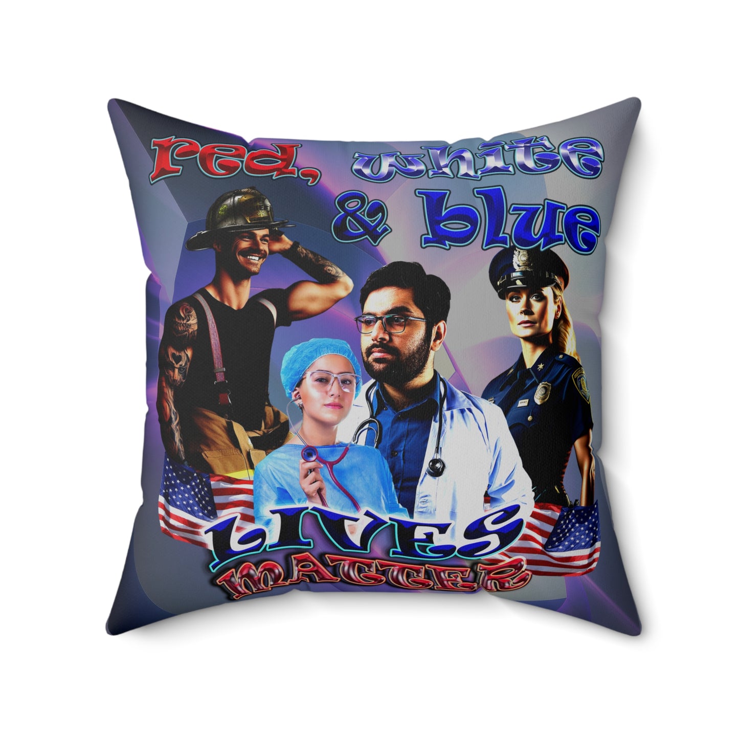 rw&b lives matter - Spun Polyester Square Pillow - (grey-pink wave)