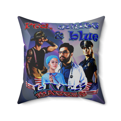 rw&b lives matter - Spun Polyester Square Pillow - (grey-pink wave)