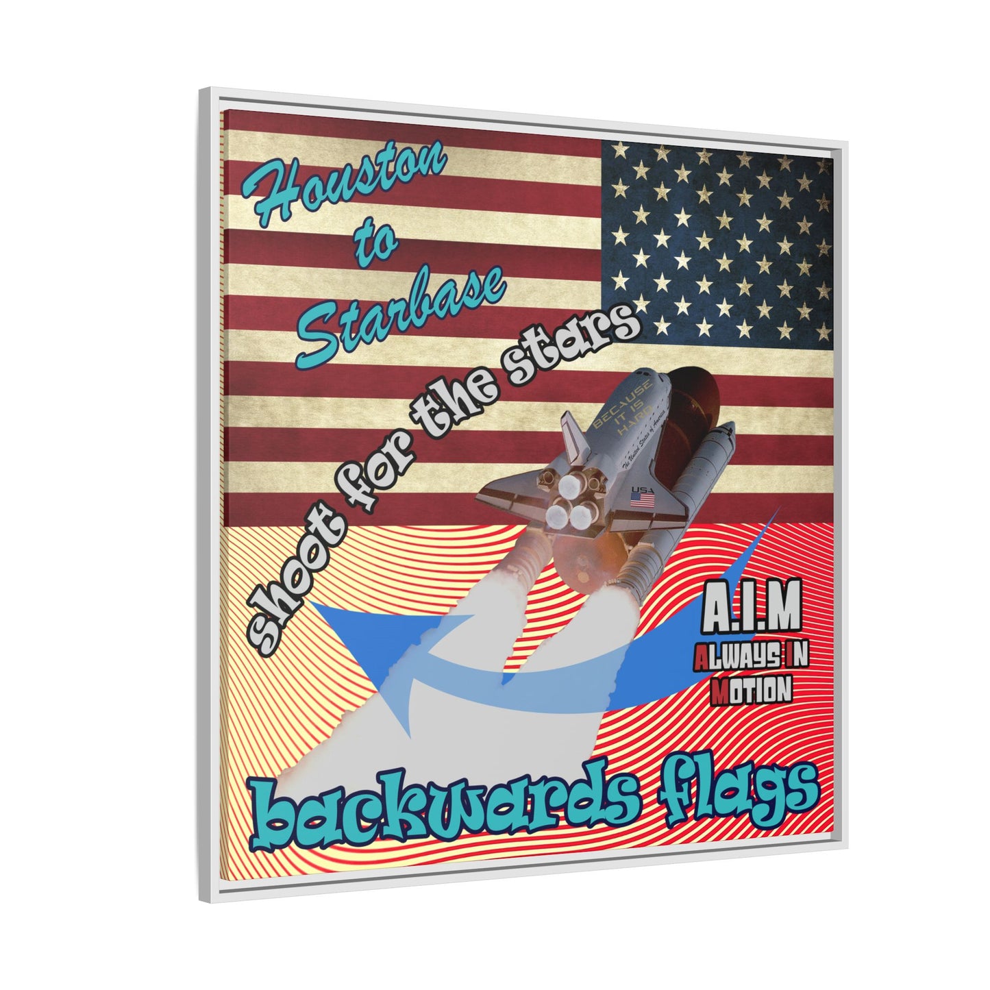 shoot for the stars - framed canvas art (yellow-orange wave)