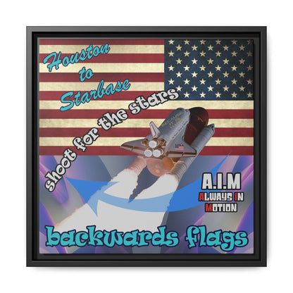 shoot for the stars - framed canvas art (grey-pink wave)