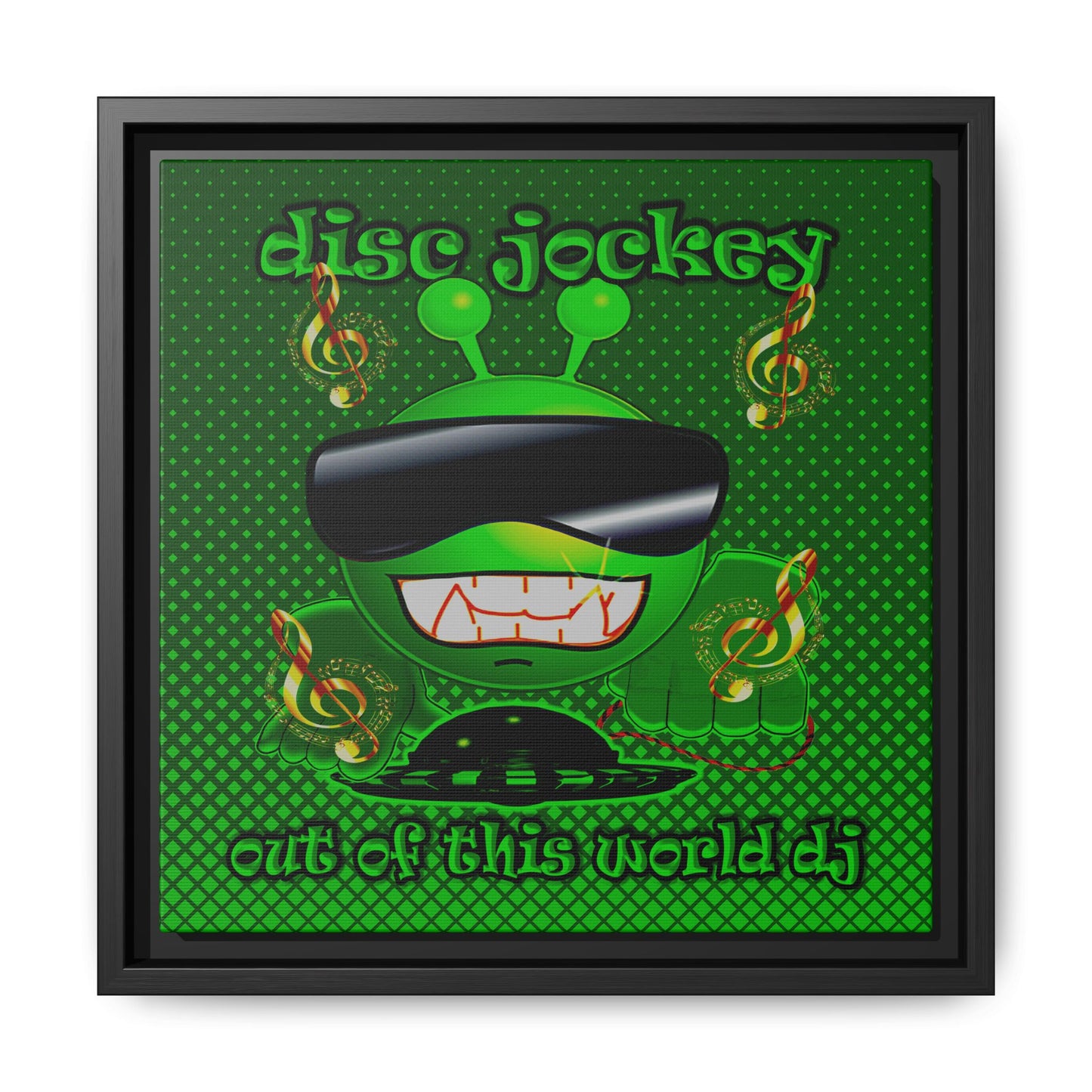 disc jockey - framed canvas art (logo green)