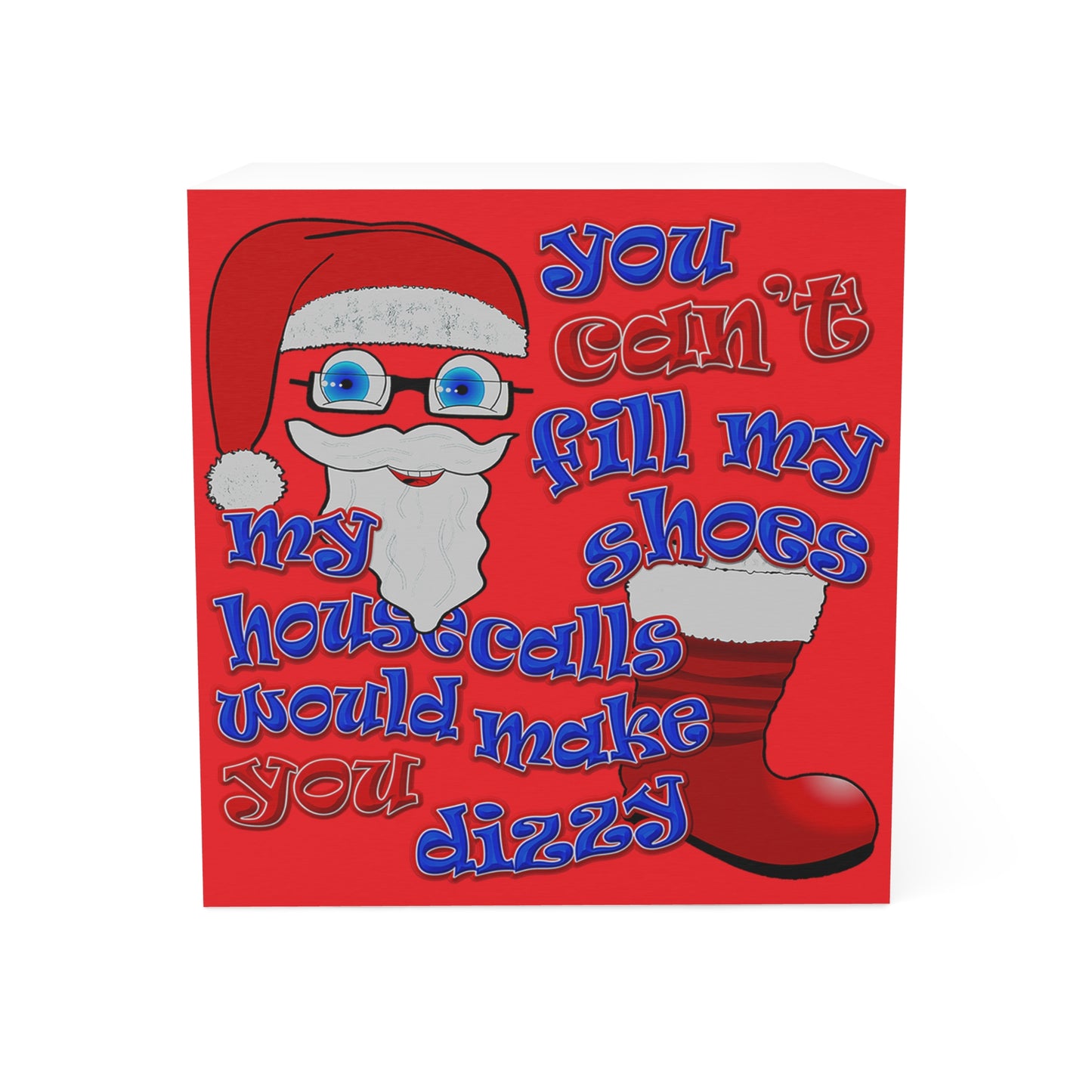 santa's shoes - note cube (red)