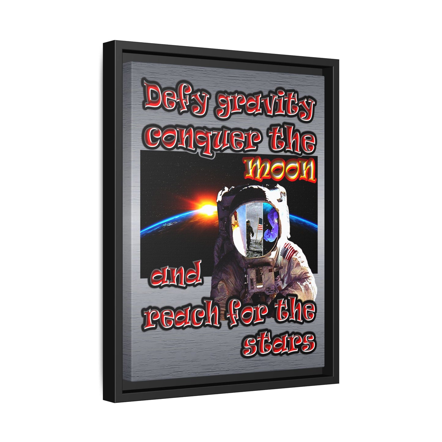 defy conquer reach - framed canvas art (brushed nickel)