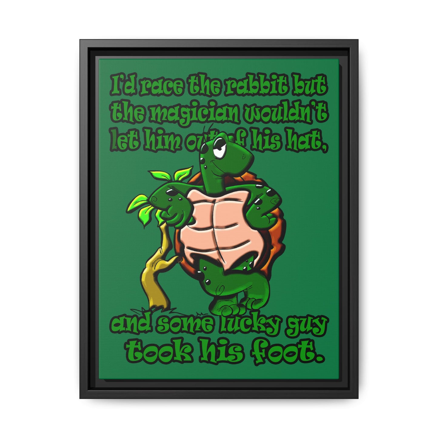 turtle race - framed canvas art (dark green)