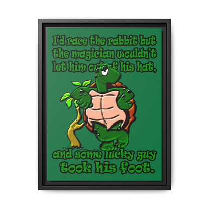 turtle race - framed canvas art (dark green)