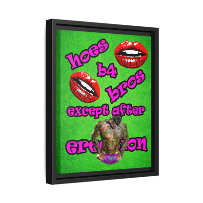 hoes b4 bros - framed canvas art (green turf)