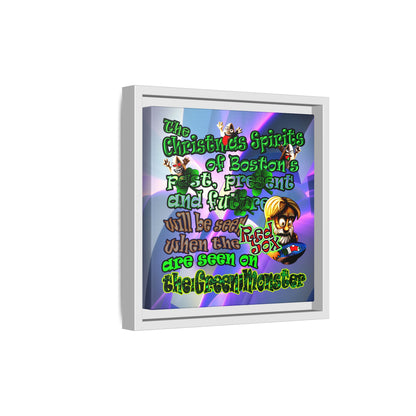 christmas spirits of boston - framed canvas art (grey-pink wave)
