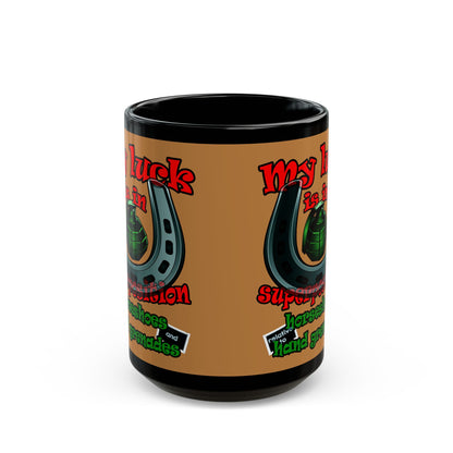 my luck - Black Mug (light brown)