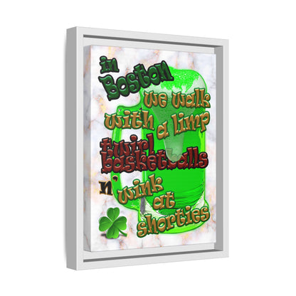 celtics logo - framed canvas art (white marble)