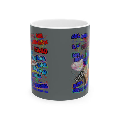 drop the beat - White Mug (dark grey)