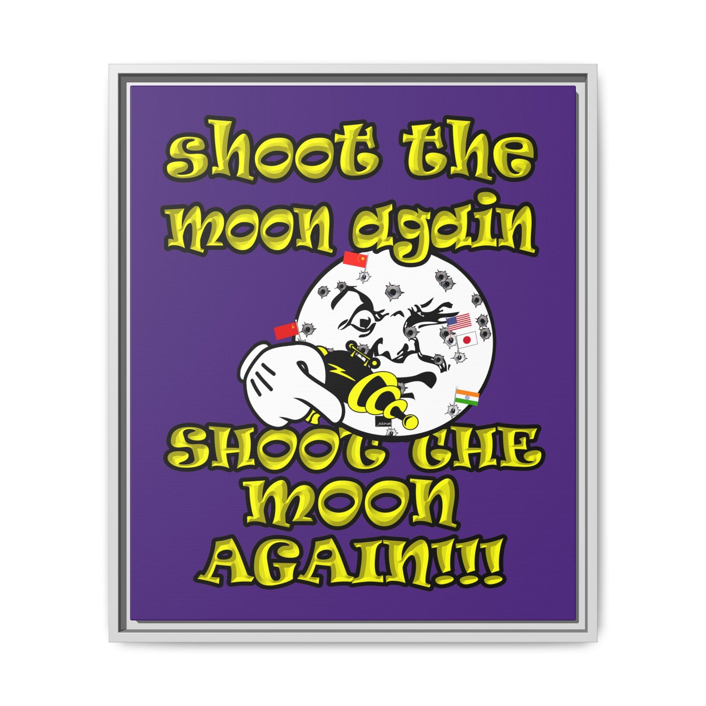 shoot the moon again - framed canvas art (purple)
