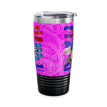 drop the beat - Ringneck Tumbler, 20oz  (pink swirl)