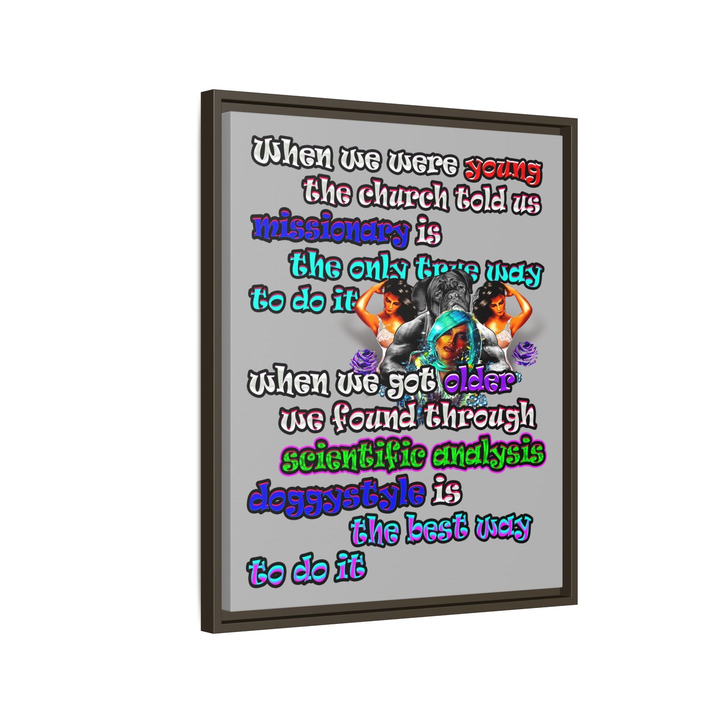 doggystyle - framed canvas art (light grey)