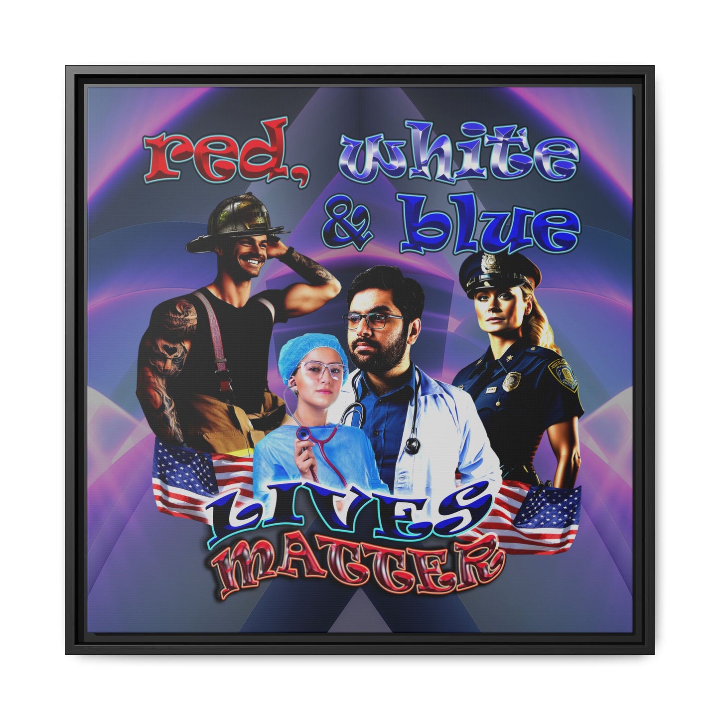 rw&b lives matter - framed canvas art (grey-pink wave)