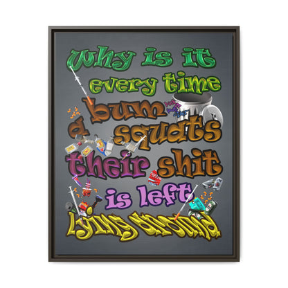 the bum's shit - framed canvas art (grey-light grey)