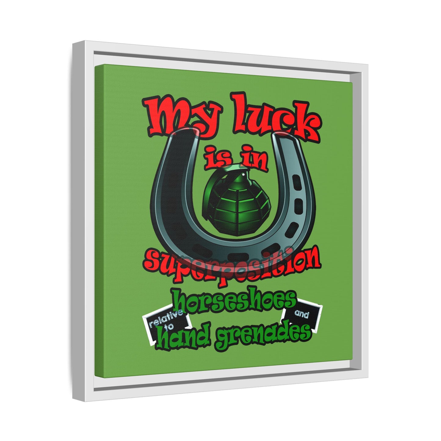my luck - framed canvas art (green)