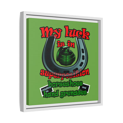 my luck - framed canvas art (green)