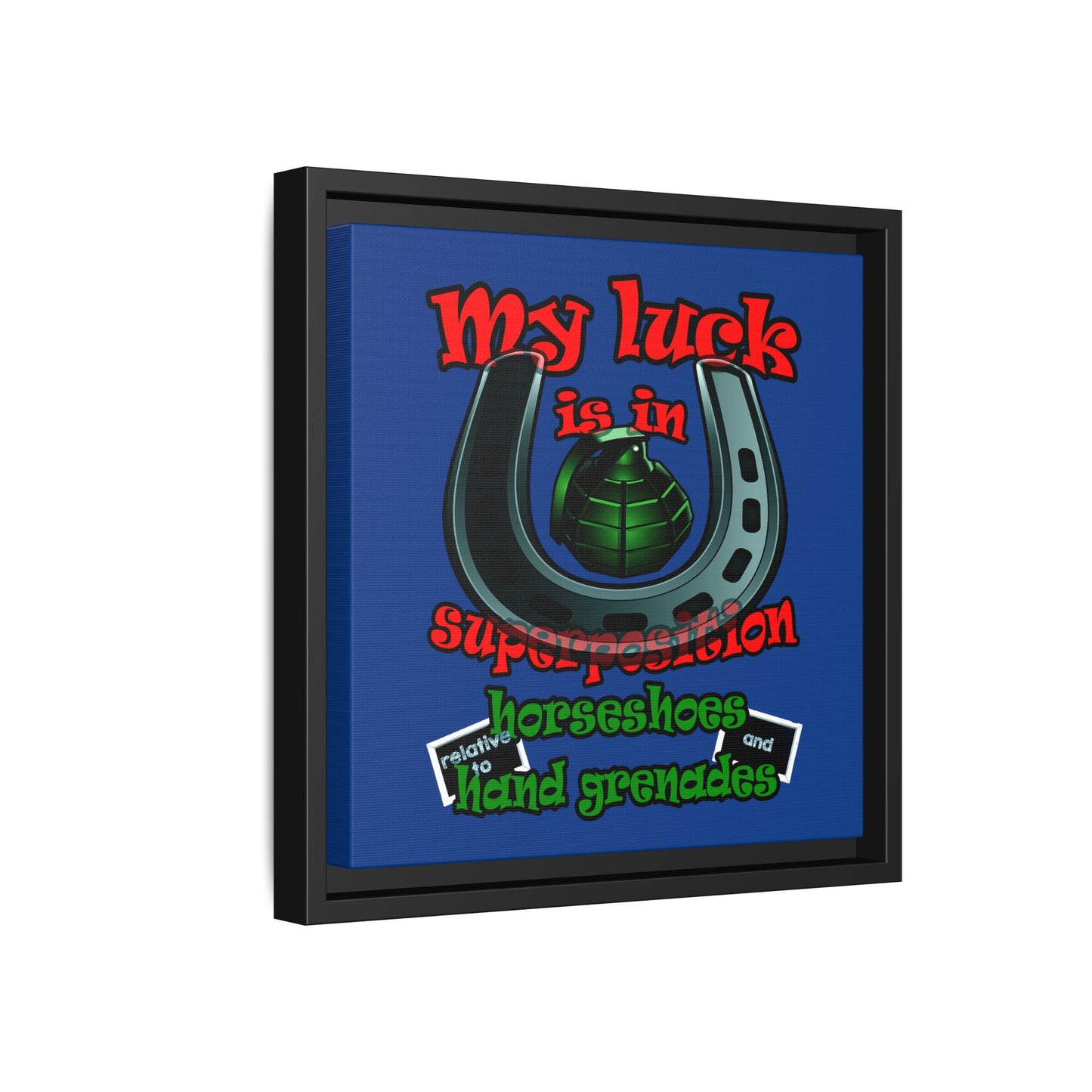 my luck - framed canvas art (dark blue)