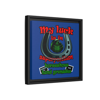 my luck - framed canvas art (dark blue)
