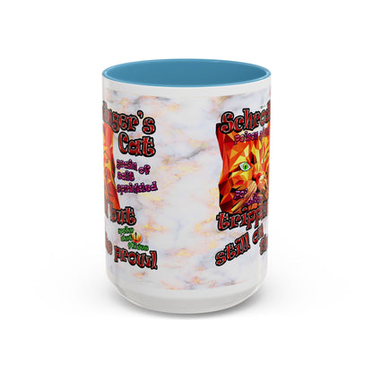schrodinger's cat - Accent Mug (white marble)