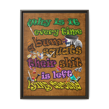 the bum's shit - framed canvas art (brown papyrus)