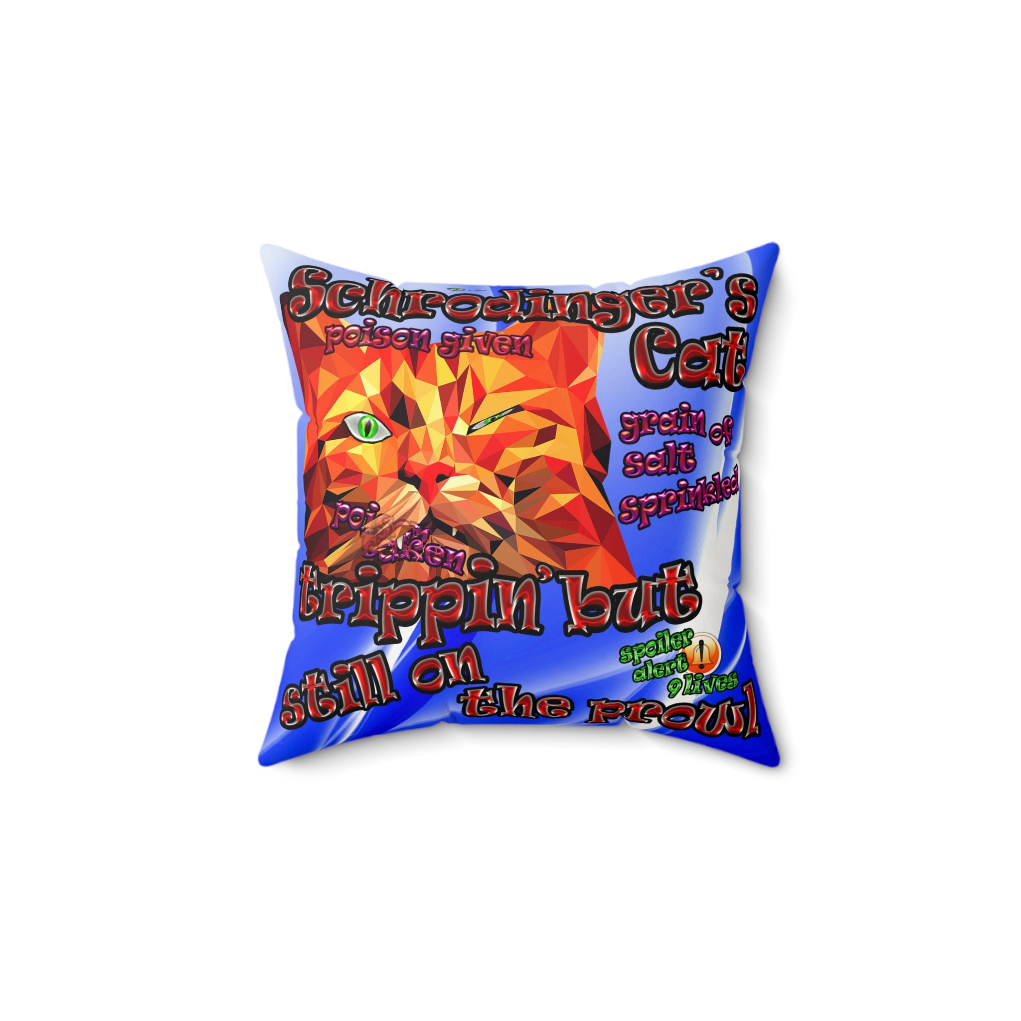 schrodinger's cat - Faux Suede Square Pillow - (blue-white wave)