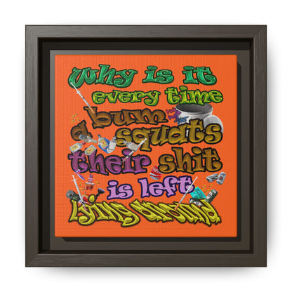 the bum's shit - framed canvas art (orange)
