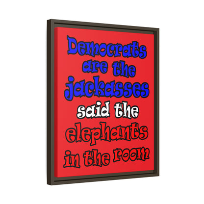 donkeys and elephants - framed canvas art (red)