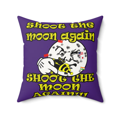 shoot the moon again - Faux Suede Square Pillow - (purple)