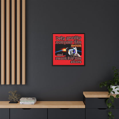defy conquer reach - framed canvas art (red)