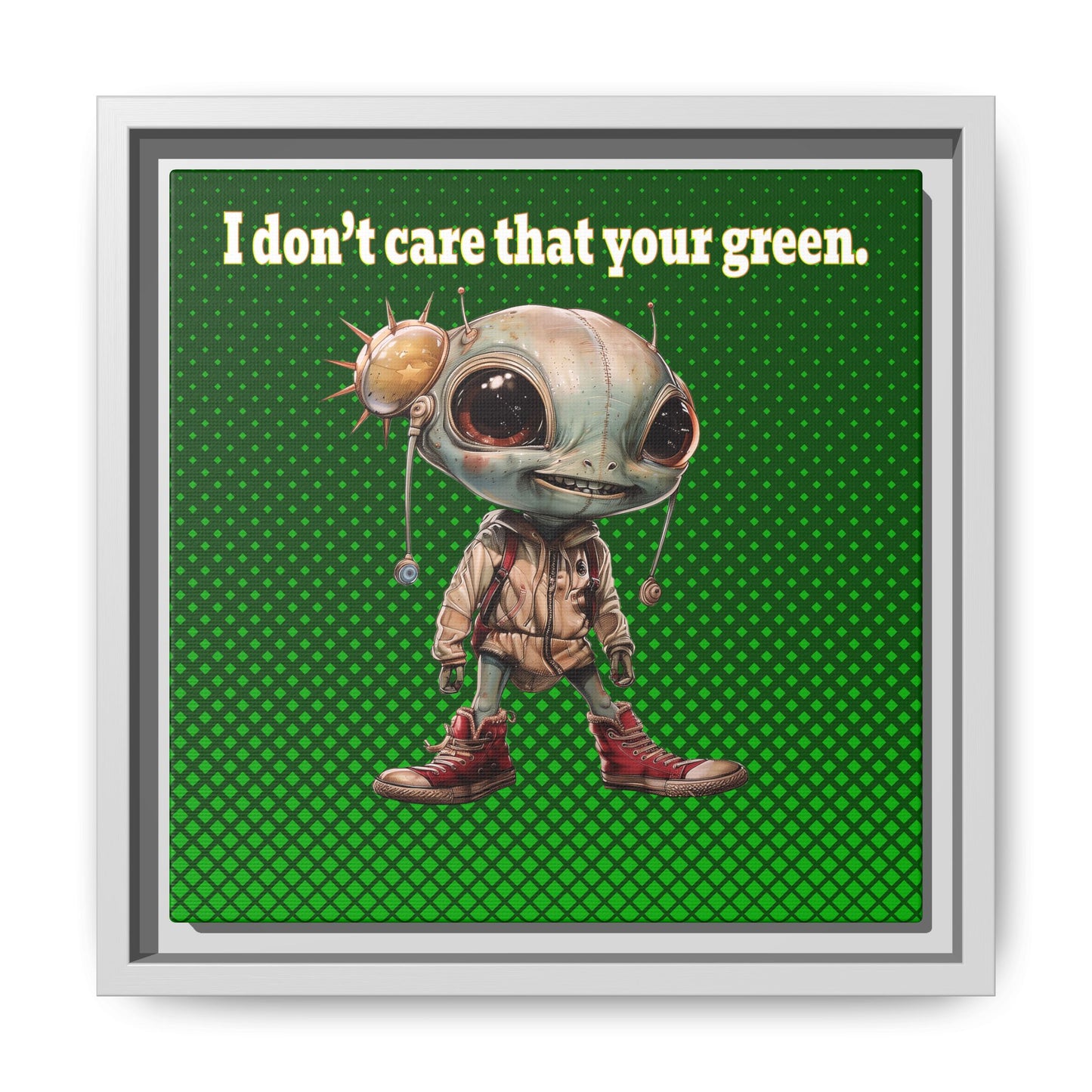 I don't care that your green - framed canvas art (logo green)