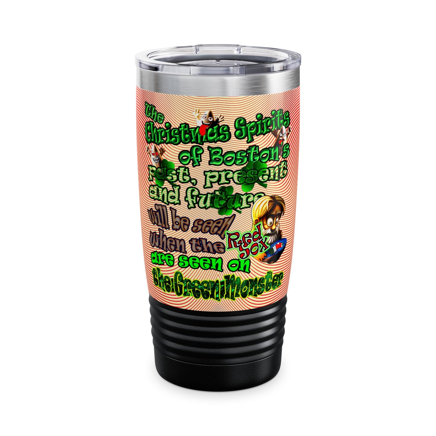 christmas spirits of boston - Ringneck Tumbler, 20oz (yellow-orange wave)