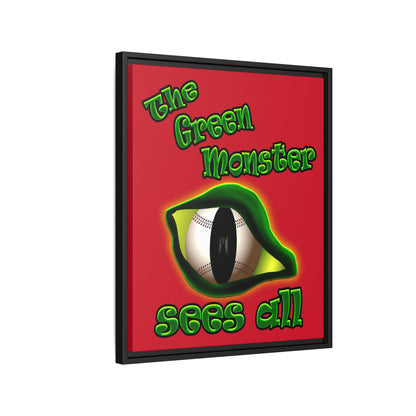 green monster - framed canvas art (dark red)
