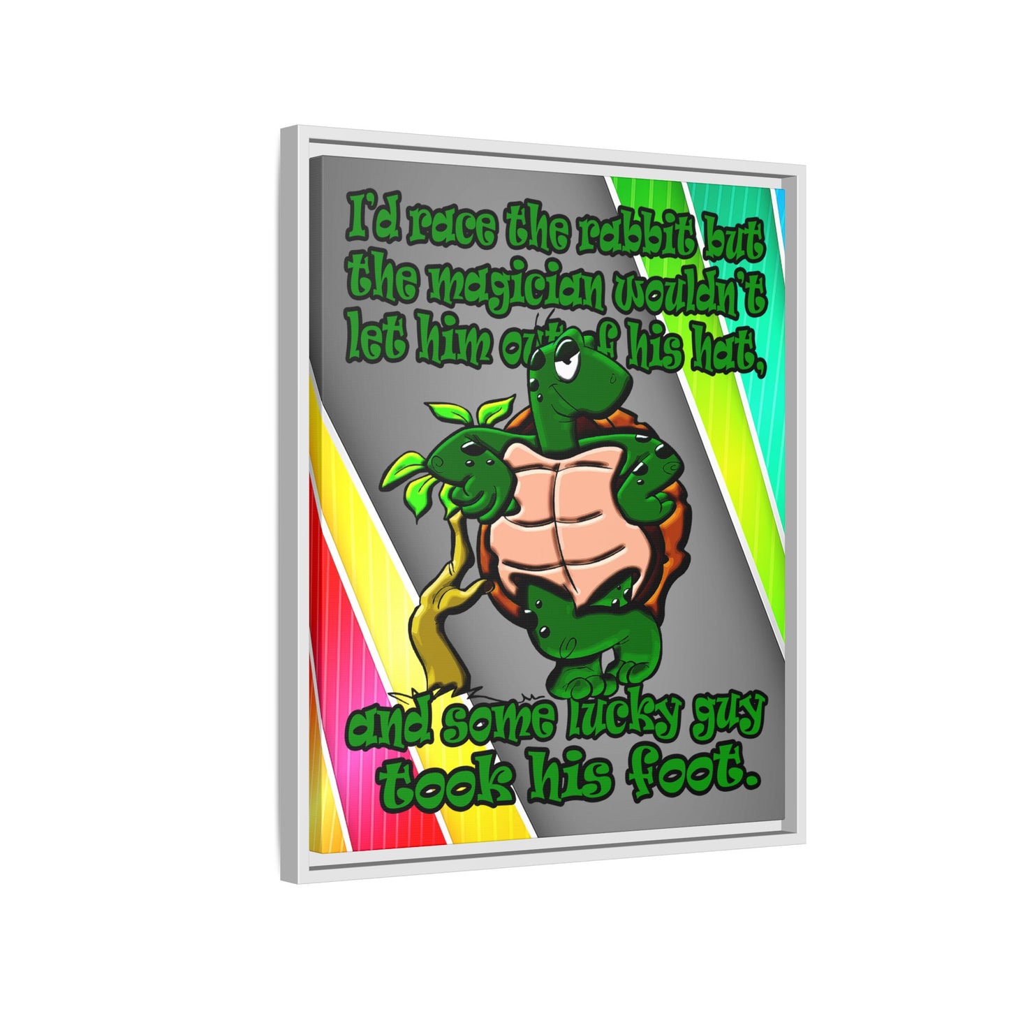 turtle race - framed canvas art (rainbow split)