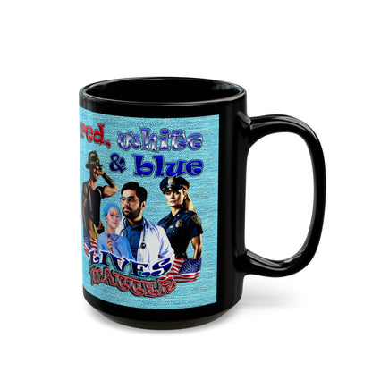rw&b lives matter - Black Mug (faded blue)
