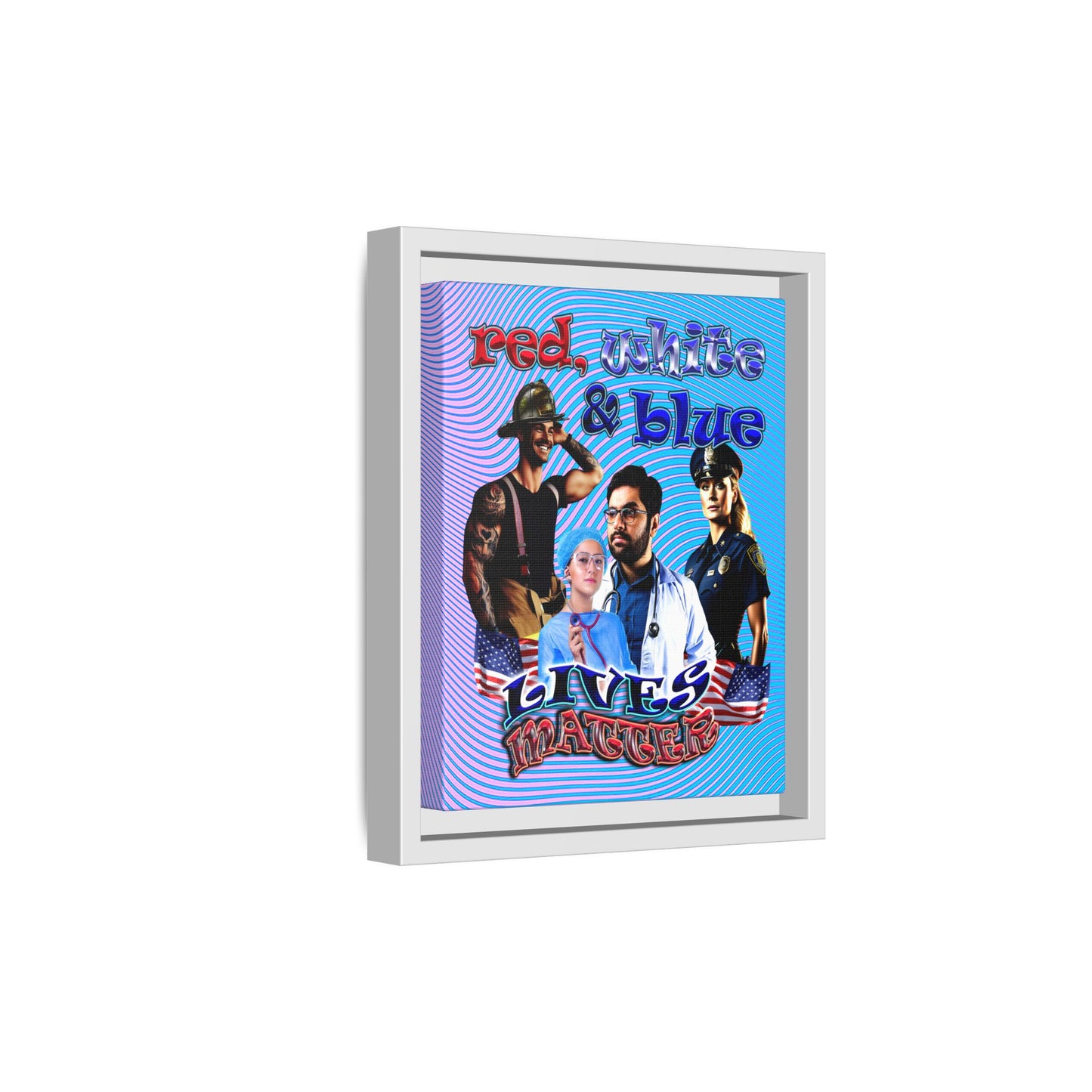 rw&b lives matter - framed canvas art (light blue-purple wave)
