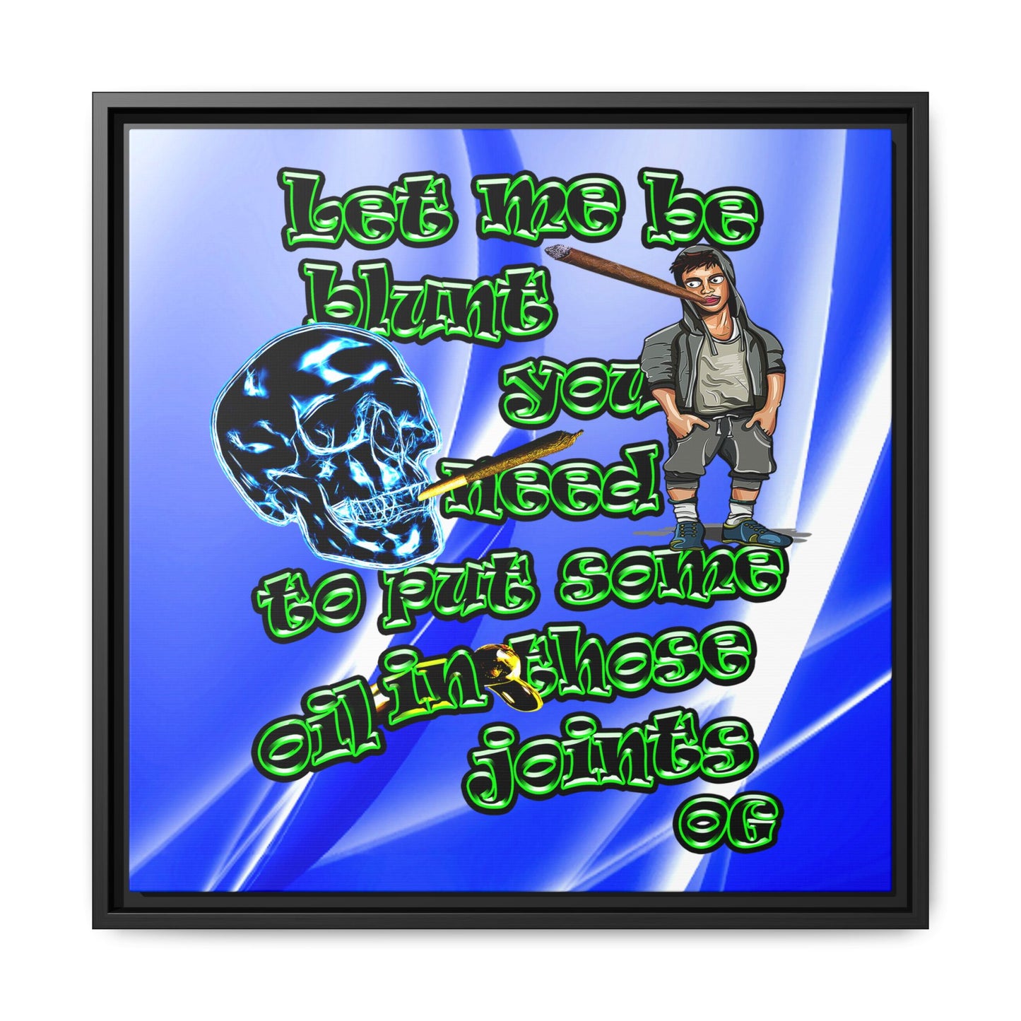 og - framed canvas art (blue-white wave)
