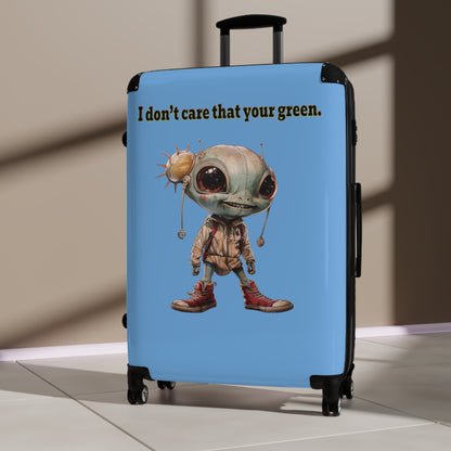 I don't care that your green - Suitcase (light blue)