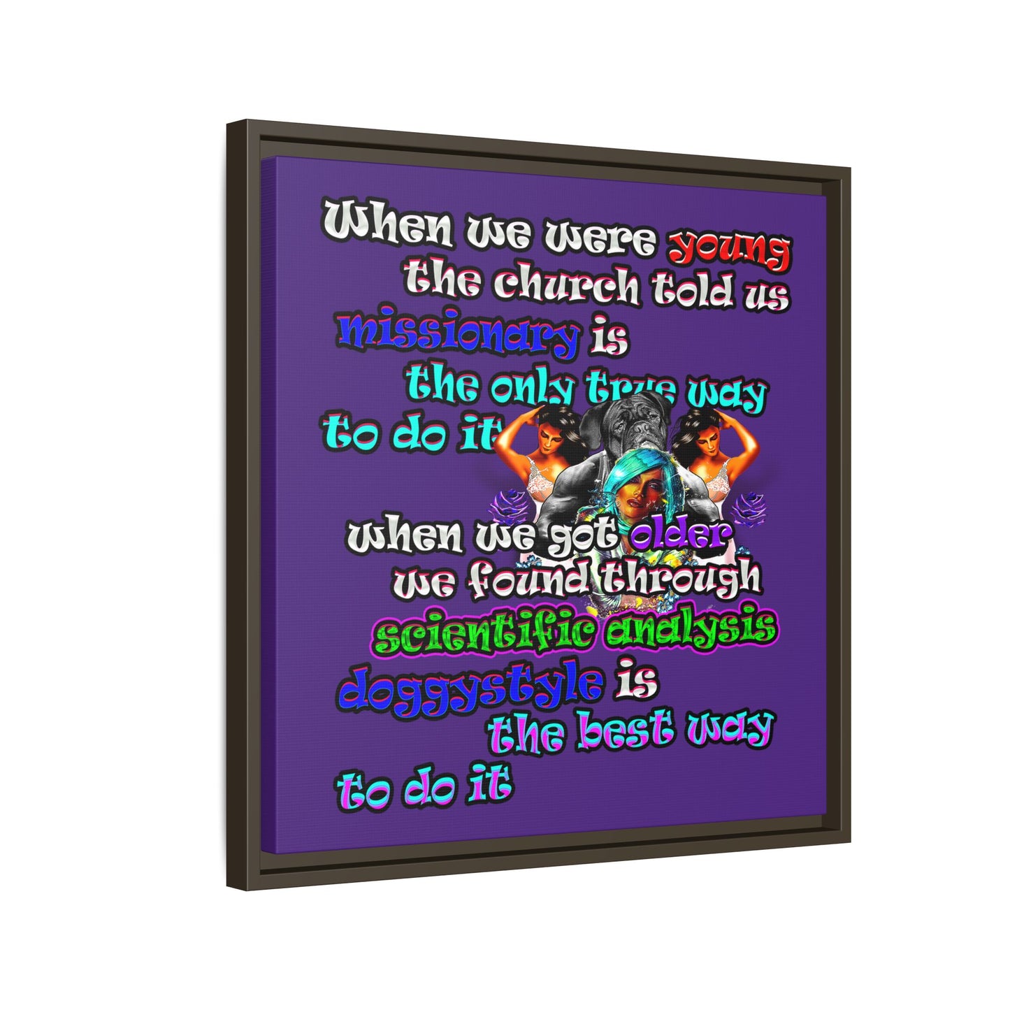 doggystyle - framed canvas art (purple)