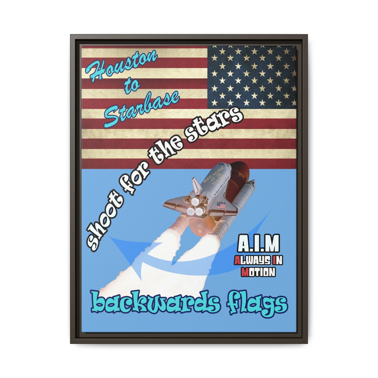 shoot for the stars - framed canvas art (light blue)