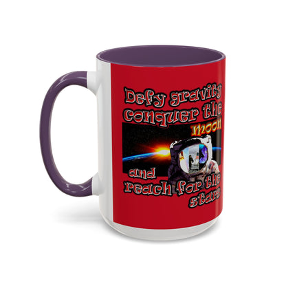 defy conquer reach - Accent Mug (dark red)