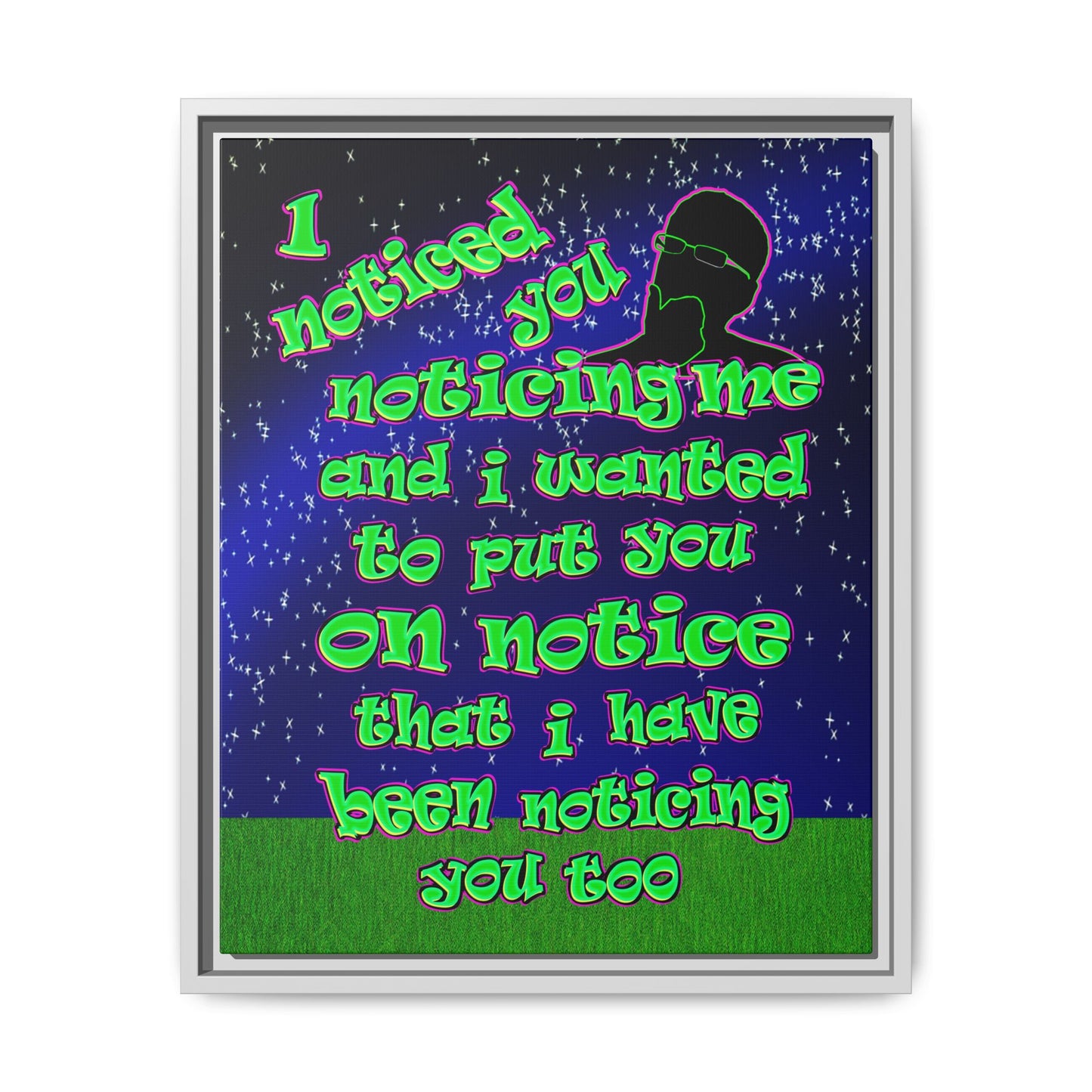 noticed you noticing - framed canvas art ('snoops' background)