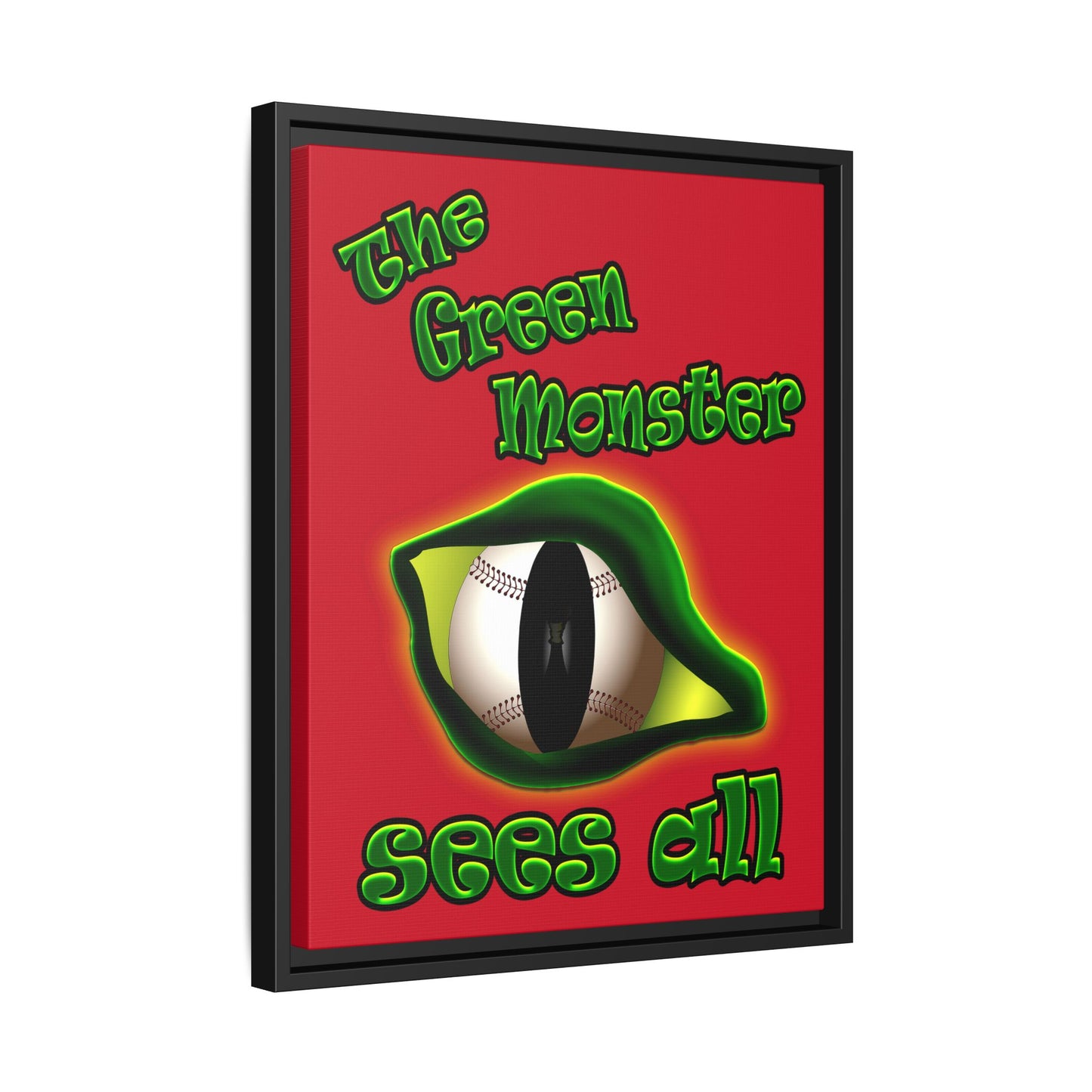 green monster - framed canvas art (dark red)