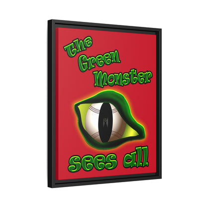 green monster - framed canvas art (dark red)