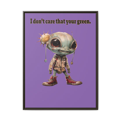 I don't care that your green - framed canvas art (light purple)
