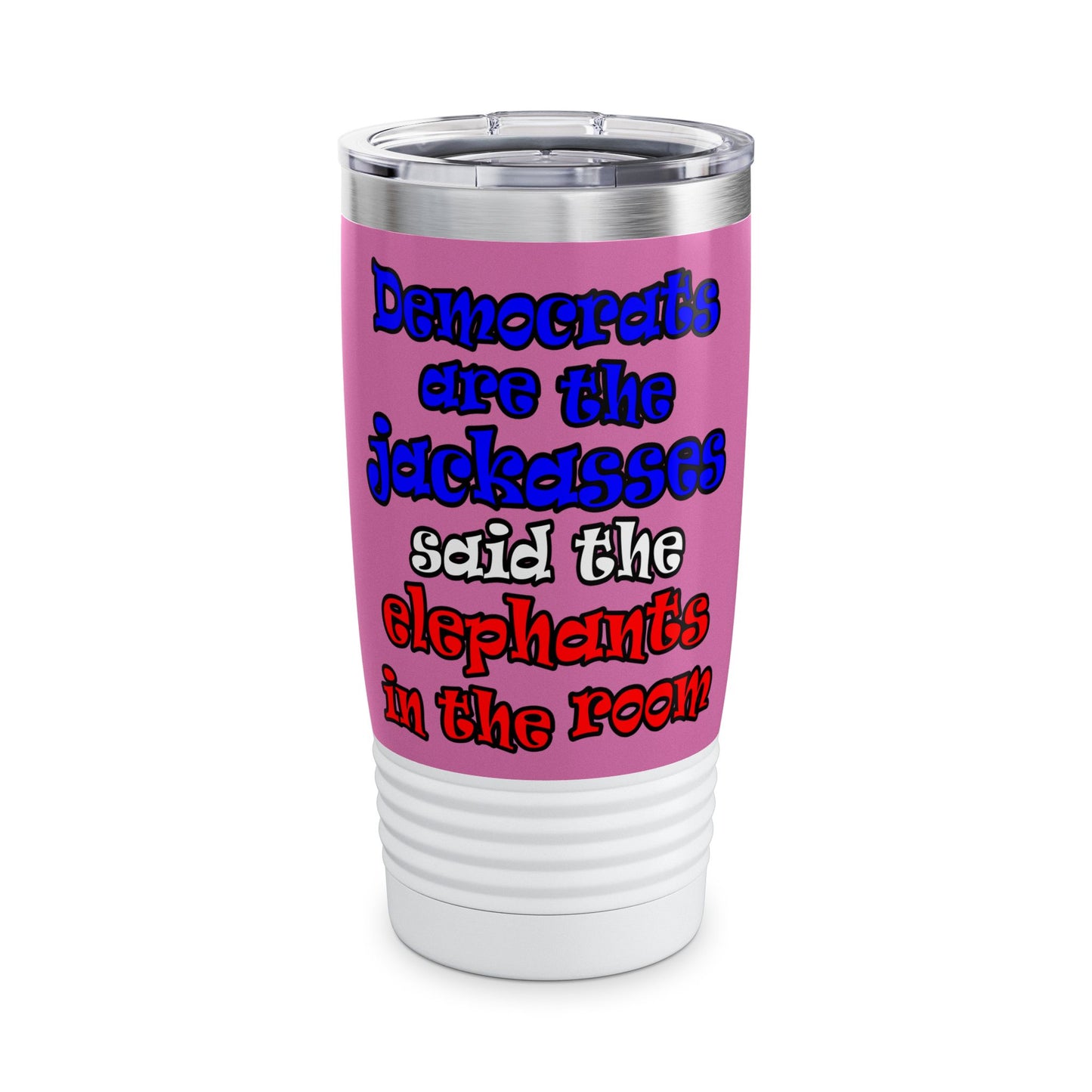 donkeys and elephants - Ringneck Tumbler, 20oz (light pink)