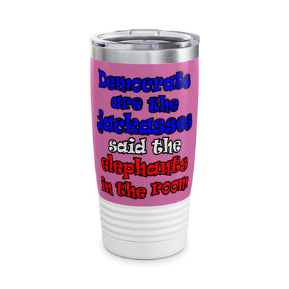 donkeys and elephants - Ringneck Tumbler, 20oz (light pink)