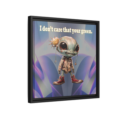 I don't care that your green - framed canvas art (grey-pink wave)