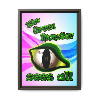 green monster - framed canvas art (light blue-pink wave)