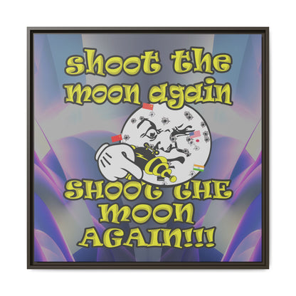 shoot the moon again - framed canvas art (grey-pink wave)